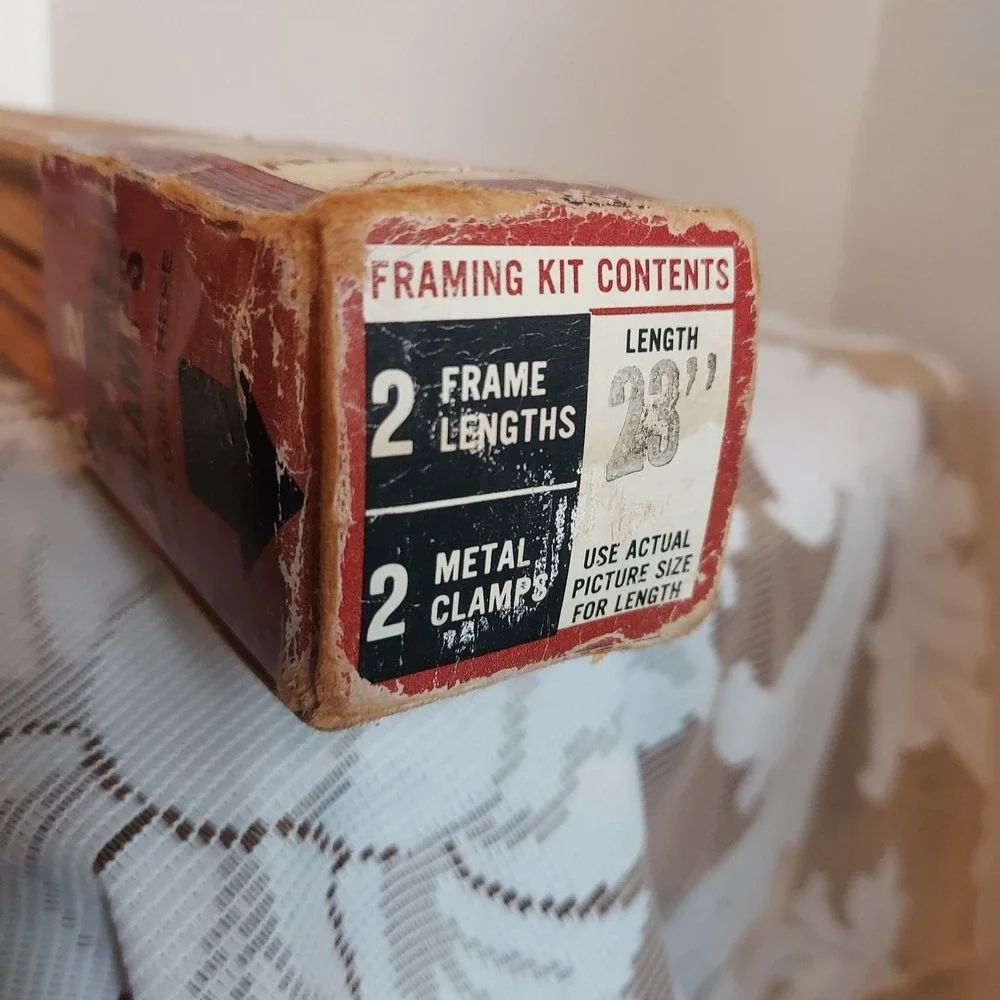 Vintage Lambert Clamp-Lok Solid Oak Wood 23 Inch Picture Frame Kit 2 Pieces